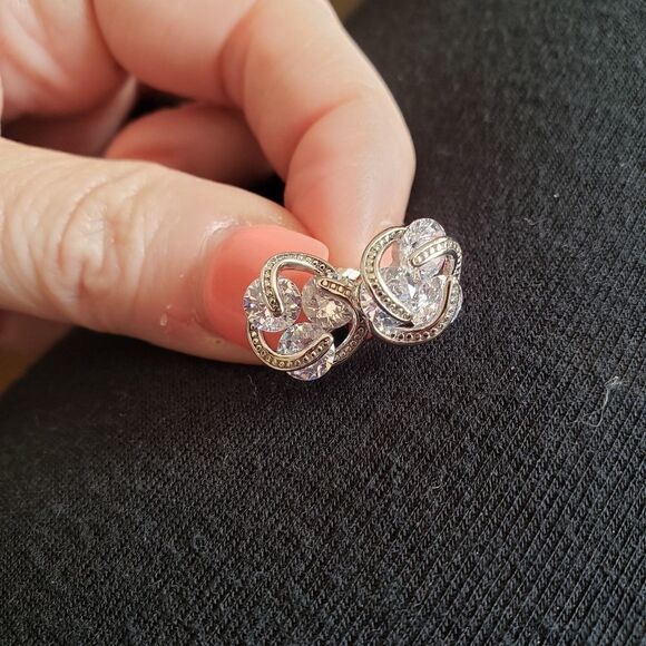 Sterling Silver Floating Stud Earrings - Picture 2 of 4